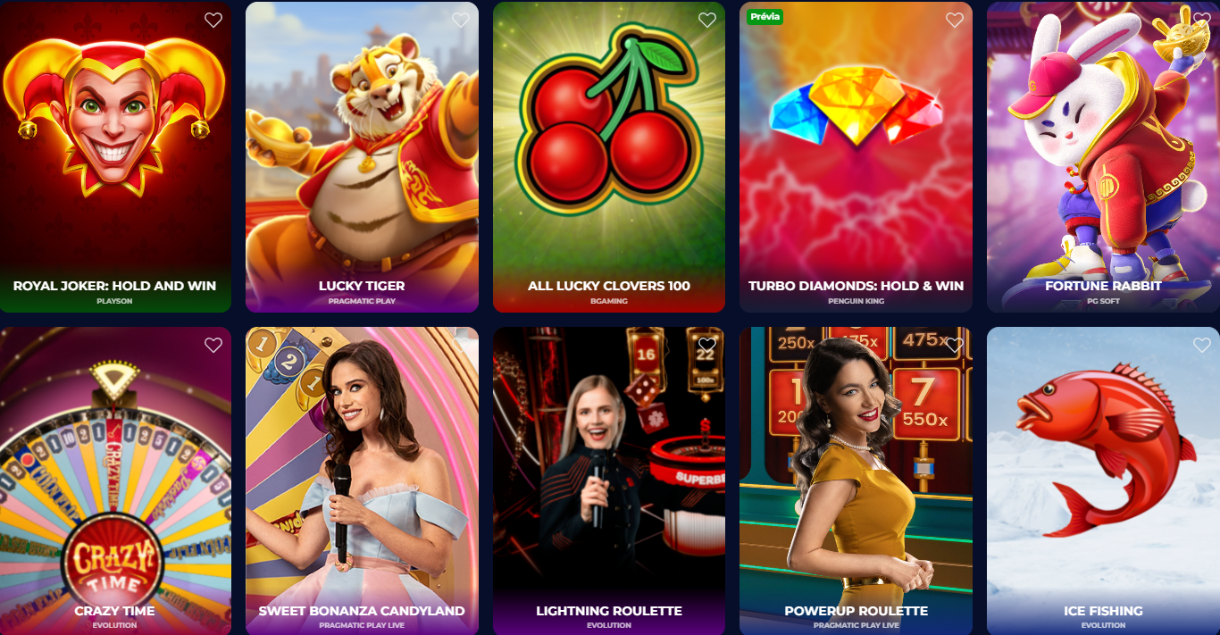 Variedade de jogos no Nine Casino